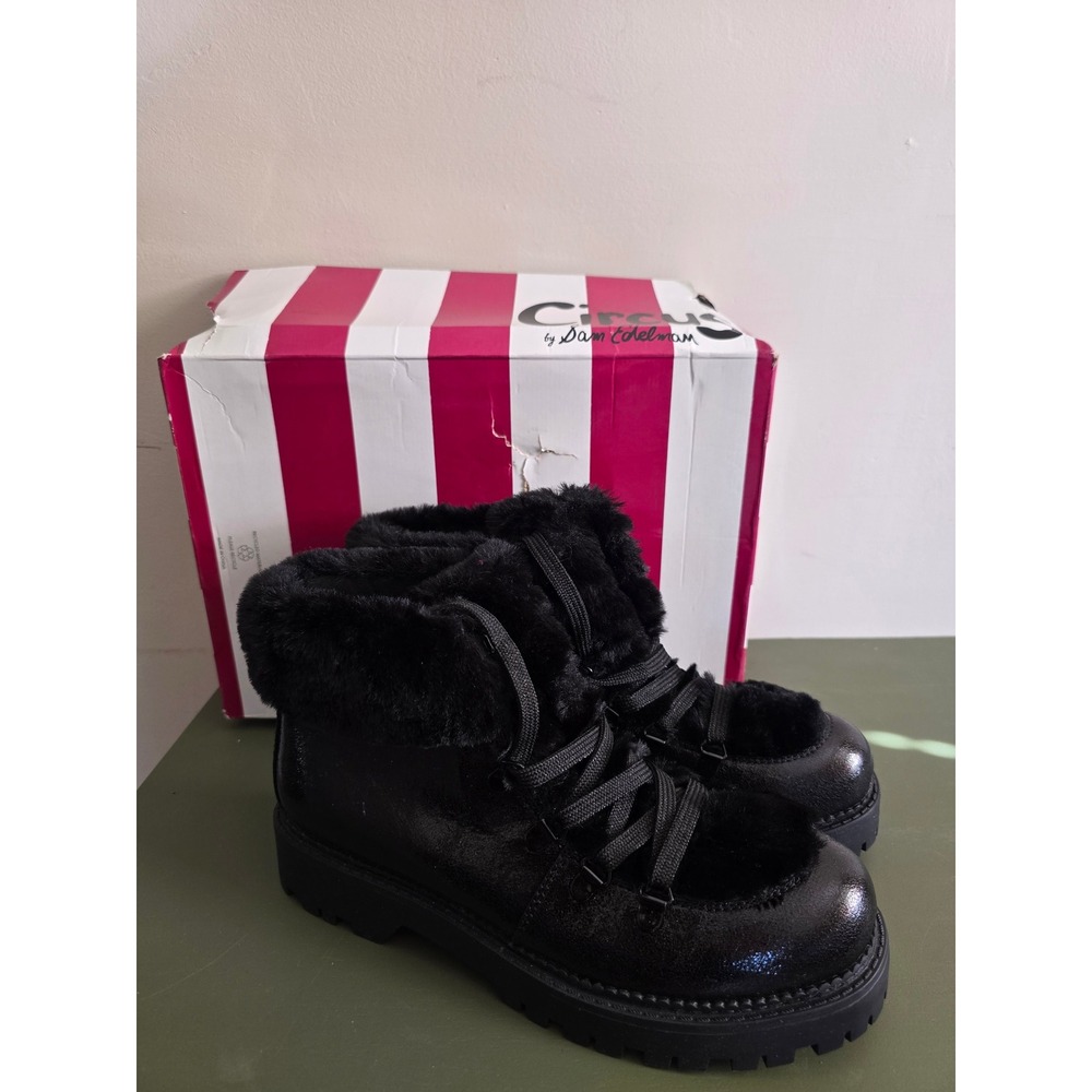 Circus by Sam Edelman Kilbourn Black Boots Faux Fur Size 8 EU 38 New